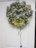 Wreath With Yellow Bow And Ornaments