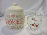 2 Kitchen Decor Items, Cookie Jar And Pitcher