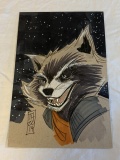 ROCKET RACOON Original Art Drawing Tom Hodges COA