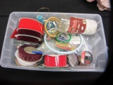 Box Lot of Crafting Supplies, Incl. Ribbon