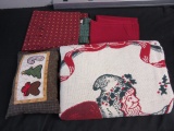 Lot of Christmas Bedding and Tablecloths