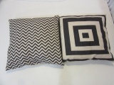 2 Black & White Patterned Throw Pillows