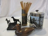 Lot of Home Decor, Including: Wood Duck Figurine