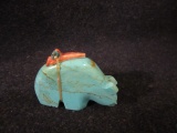 Carved Turquoise Bear Zuni Tribe Fetish