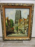 Framed P.C. Steenhouker Town Painting