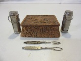 Lot of Vintage Items, Incl: 2 Metal Match Holders