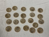 Lot of 21 vintage HY-KLAS PAINTS Wooden Nickels