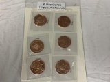 Lot of 6 Collectible 1oz One Ounce Copper Rounds