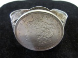 1921 U.S. Silver Dollar on Metal Bracelet