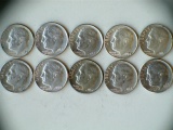 Lot of 10 1964 .90 Silver Roosevelt Dimes