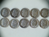 Lot of 10 1955-1964 .90 Silver Roosevelt Dimes