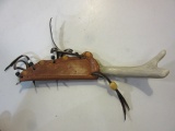 Knife With Tusk Handle and Leather Sheath