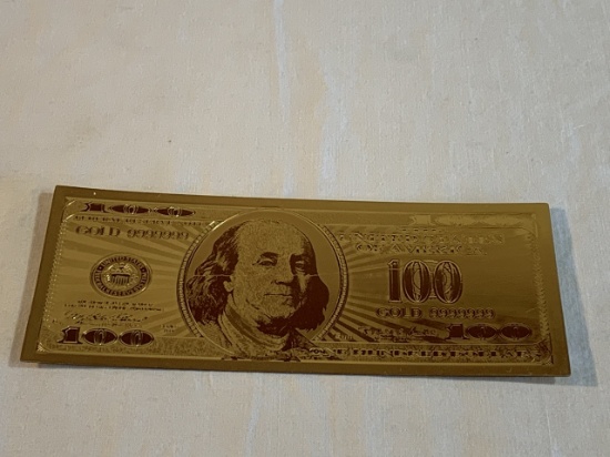 $100 Gold .999 24K Dollar Bill Replica