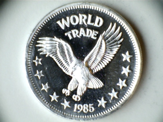 1985 .999 1oz Silver One World Trade Unit Coin