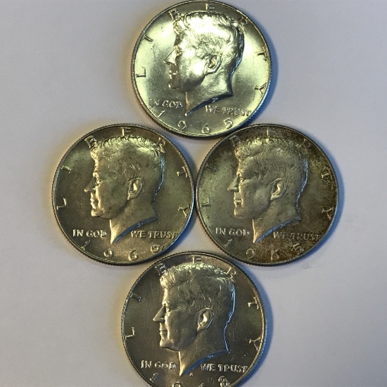 Lot of 4 40% Silver Kennedy Half Dollars