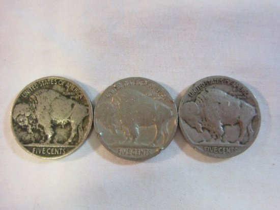 Lot of 3 Buffalo Nickels (1-1937, 2- No Dates)