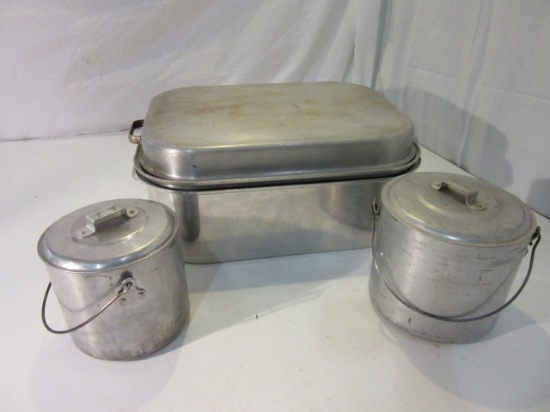 Roasting Pan With 2 Small Camping Cooking Pots