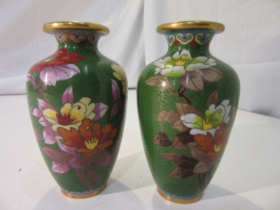2 Small Floral Ceramic Decorative Vases