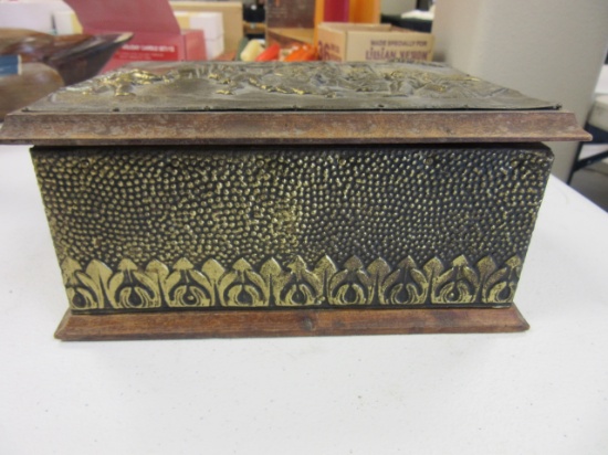 Vintage Brass 8x5.5x3.5" Trinket Box Inscribed
