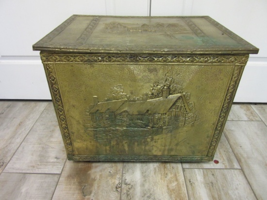 Vintage Metal Embossed Wood Storage Box