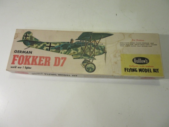Vintage Guillow's German Fokker D7 Model Plane Kit