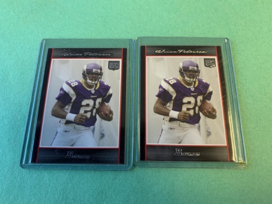 Lot of 2 ADRIAN PETERSON 2007 Bowman ROOKIE Cards