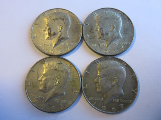 Lot of 4 1967 .40 Silver Kennedy Half Dollars