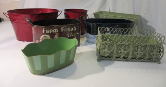 Lot of Metal Decor/Storage Buckets
