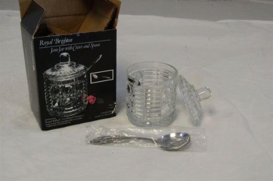 ROYAL BRIGHTON JAM JAR WITH COVER & SPOON NEW