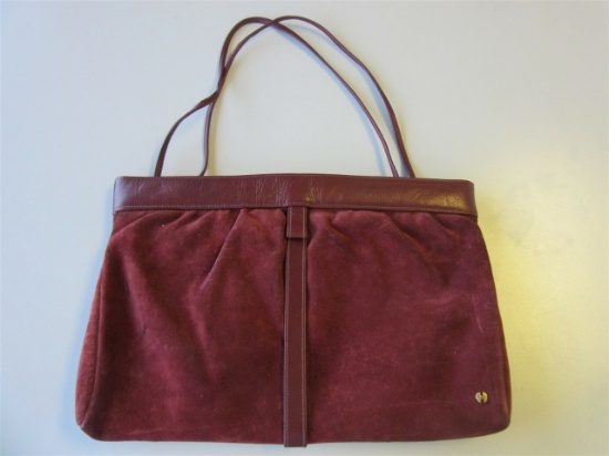 HALSTON Red Pig Suede Clutch Purse Style # 4782