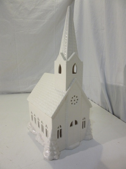 White Ceramic Church Figurine