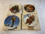 4 Vintage Norman Rockwell Knowles Christmas Plates