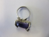 .925 Silver 8.7g Size 6 Purple Stone Ring
