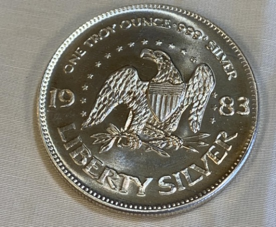 1 Troy Oz. 1983 Liberty Silver Round .999