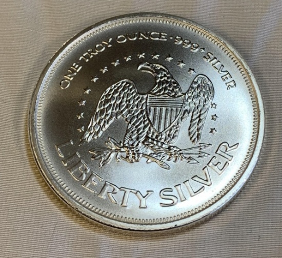 1 Troy Oz. Liberty Silver Round .999 Fine Silver