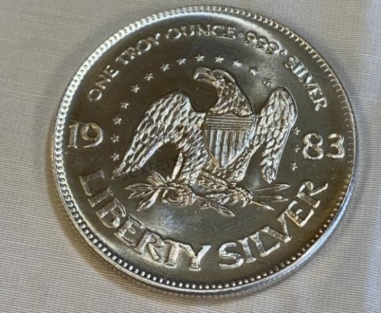 1 Troy Oz. 1983 Liberty Silver Round .999