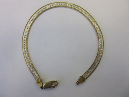 .925 Silver 4g 7.5"L Gold-Tone Italian Bracelet