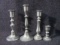 Lot of 4 Small Pewter Candle Holders