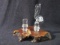 Hand Blown Glass Pelican Art Work on Wood