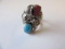 .925 Silver 3.7g Size 8 Turquoise/Red Jasper Ring