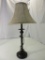 Black Metal Based Lamp With Circular Cloth Shade
