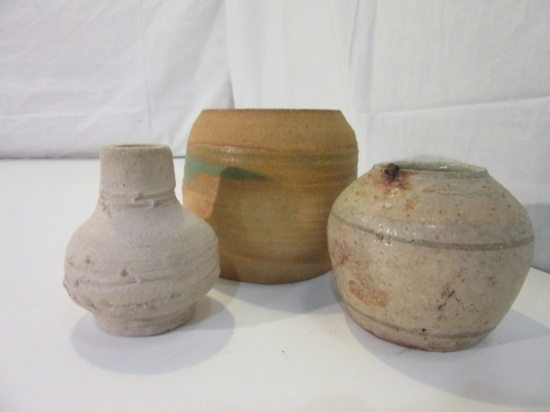 Lot of 3 Small Clay/Ceramic Pots