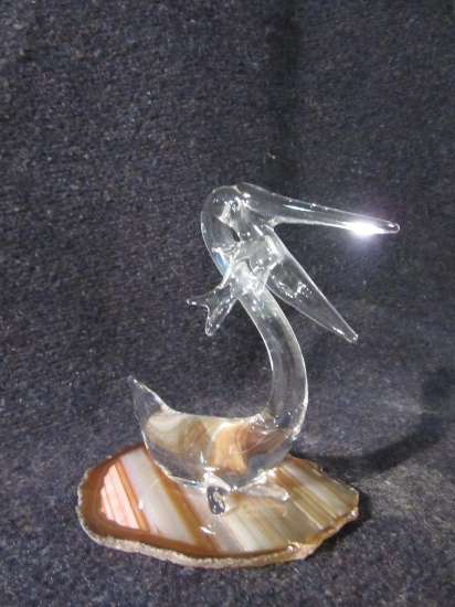 Hand Blown Glass Pelican Figurine