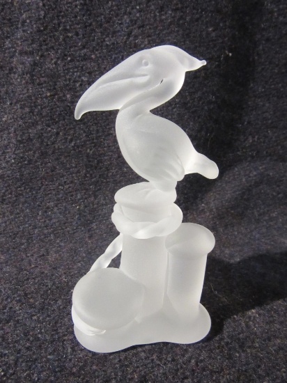 Frosted Glass Pelican Figurine