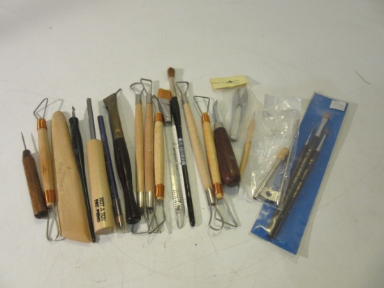 Lot of Clay Molding and Painting Utensils