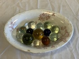 13 Vintage Marbles & Antique T & R Boote Dish