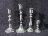 Lot of 4 Small Pewter Candle Holders