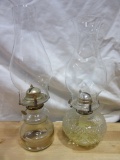 Lot of 2 Glass Oil Lamps