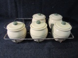 Lot of 5 Tender Heart Lidded Jars w/ Tray
