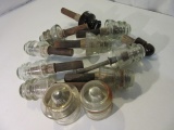 Lot of 12 Glass Insulators, 10 on Pegs/Posts
